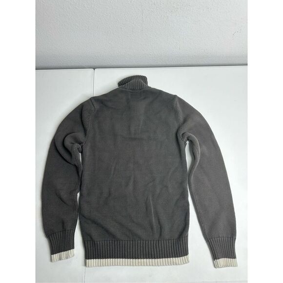 American Rag Men's Knit Sweater Gray Cotton 1/3 Zip Turtleneck White Trim Size S - Picture 9 of 10